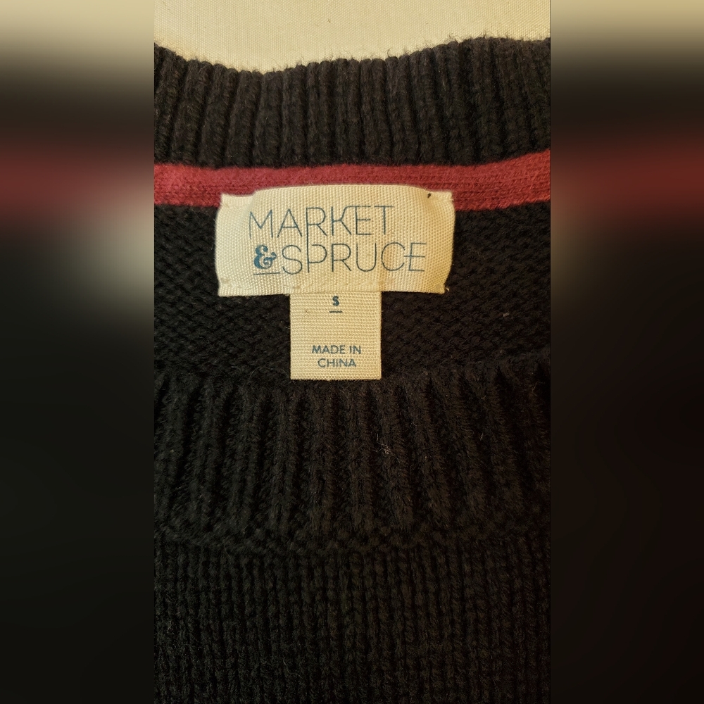 Market & Spruce Black and White Striped Sweaterack Size:S - Picture 10 of 11